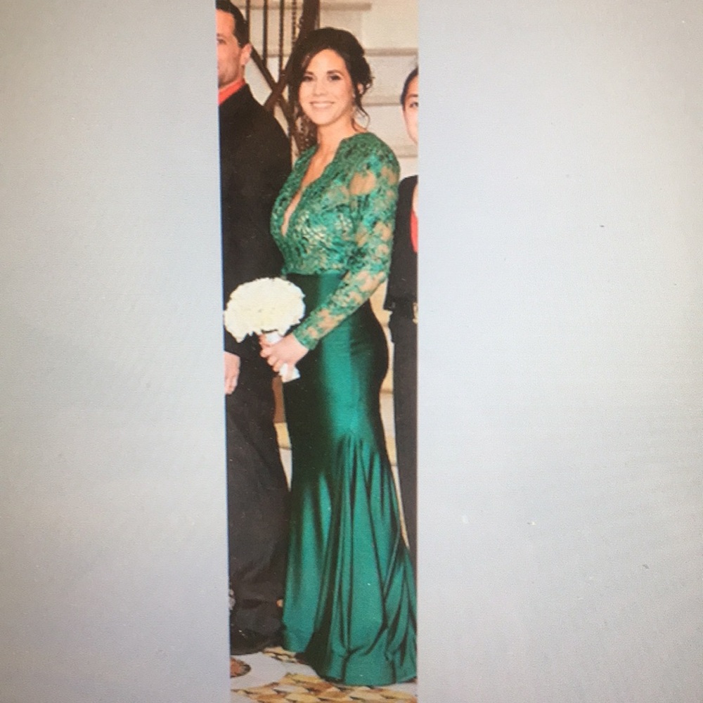 Beautiful green formal long sleeve gown